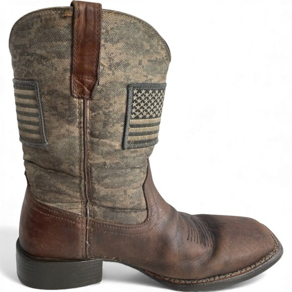 Ariat Leather Western Cowboy Camo Square Toe Boots Men's 9 D - Picture 5 of 10